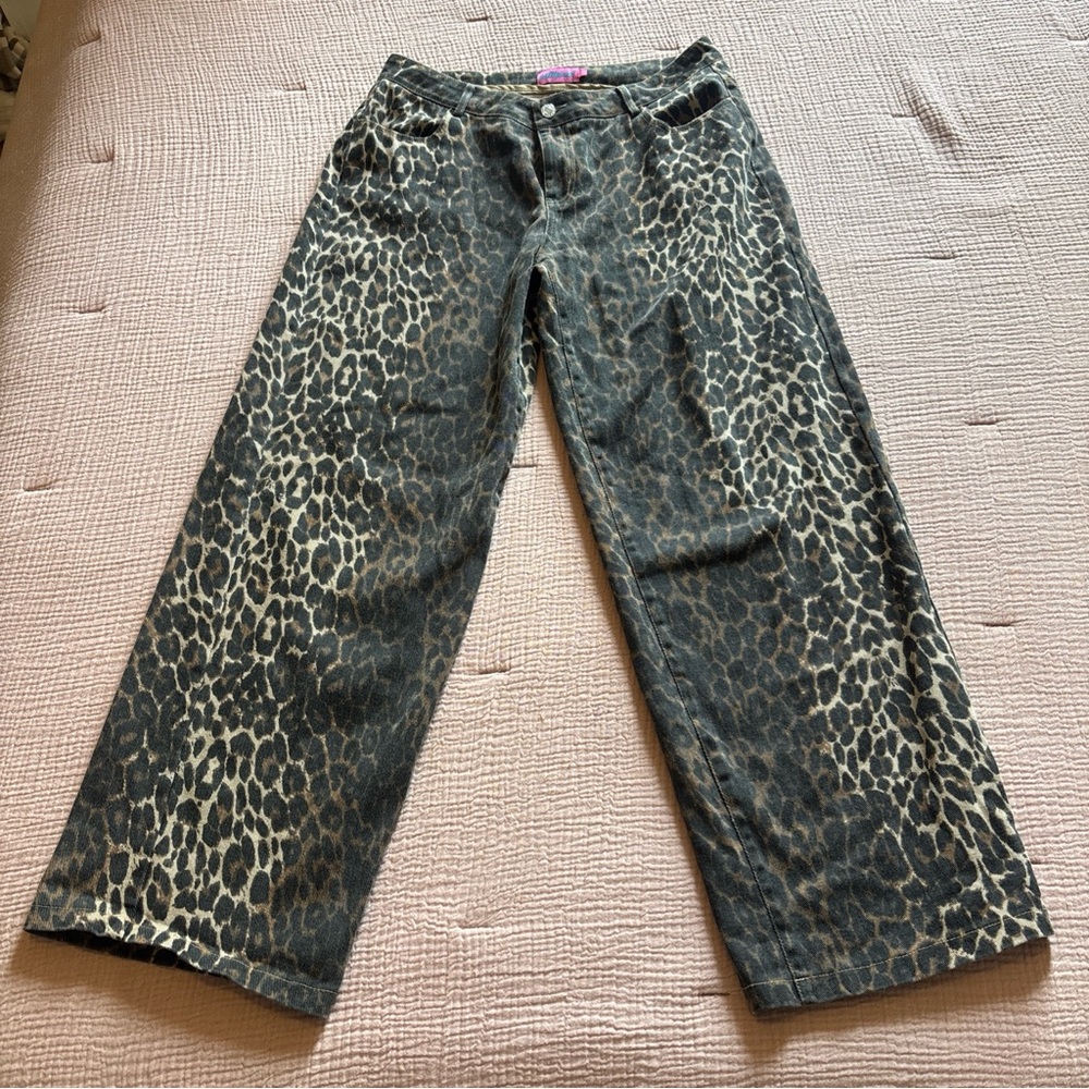 Edikted Leopard Print Low Rise Jeans Women’s Size L – Y2K - Preowned
